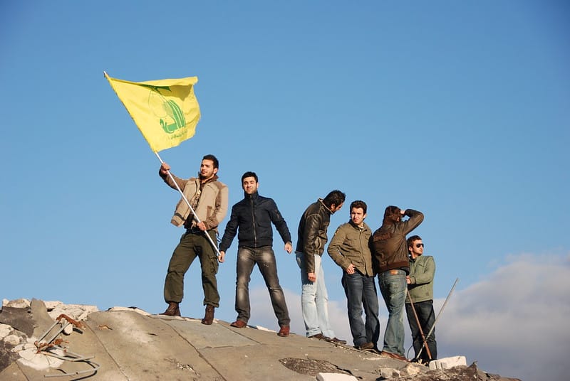 Hezbollah flag waving