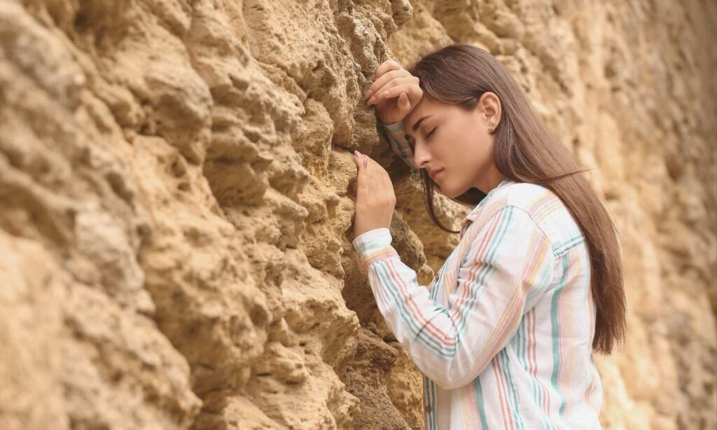 woman at the wall
